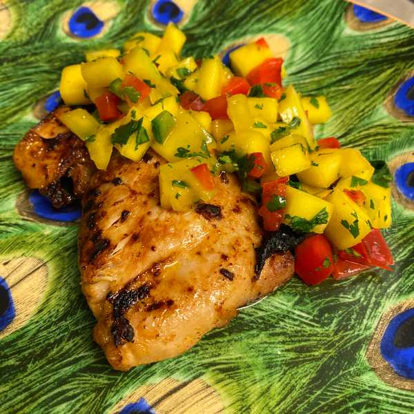 Broiled Chicken Thighs with Mango Salsa