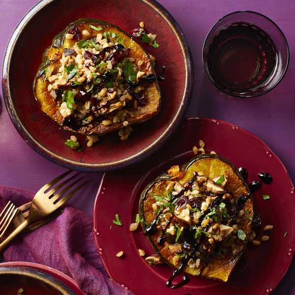 Roasted Acorn Squash with Farro Stuffing