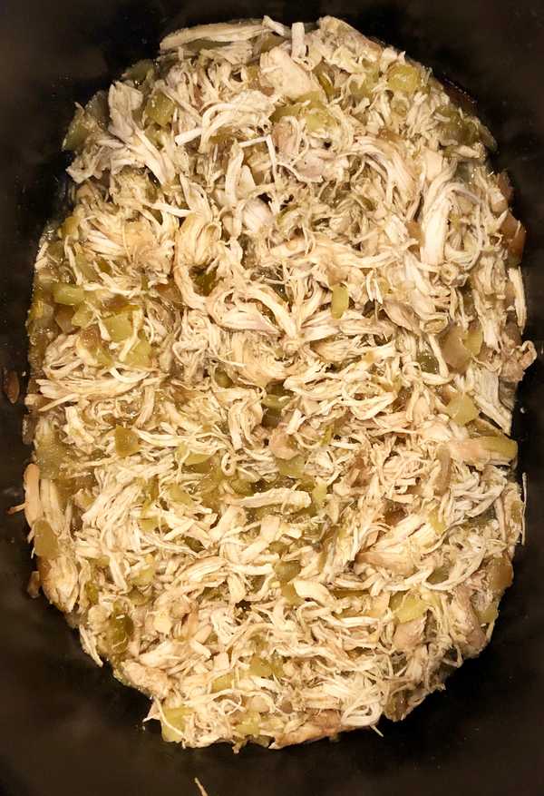 Shredded Slow Cooker Green Chile Chicken