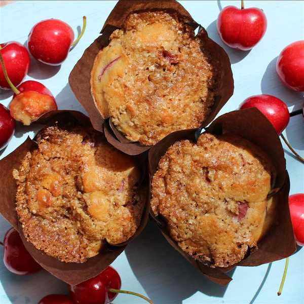 Gluten-Free Cherry Cobbler Muffins